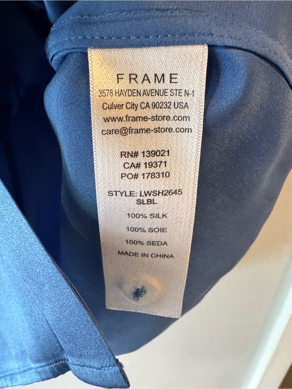 FRAME Women's Blue Silk Puff Sleeve Blouse XS - Picture 5 of 9